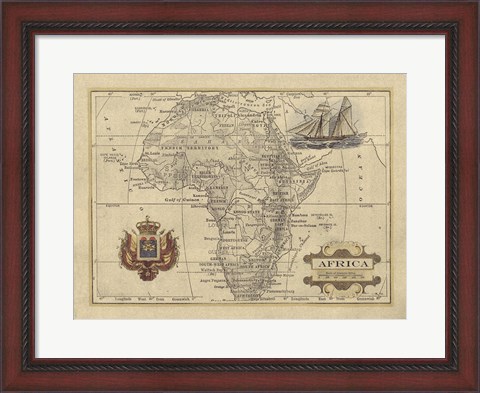 Framed Antique Map Of Africa Print