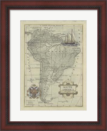 Framed Antique Map Of South America Print