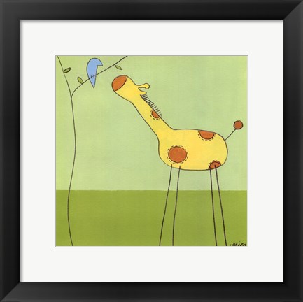 Framed Stick-Leg Giraffe II Print