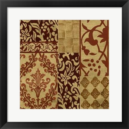 Framed Henna Patterns On Gold II Print