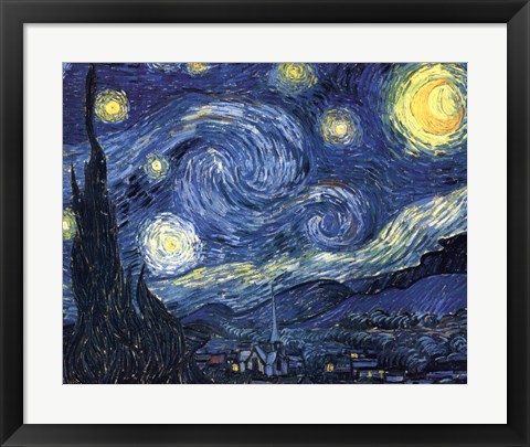 Framed Starry Night, c.1889 Print