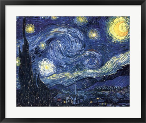 Framed Starry Night, c.1889 Print