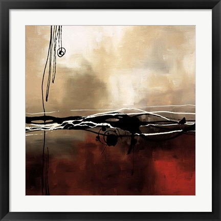 Framed Symphony in Red and Khaki I Print