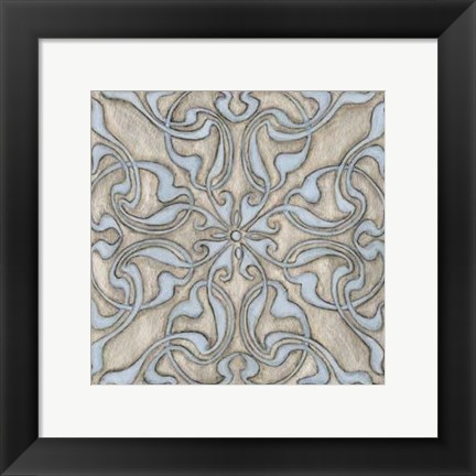 Framed Silver Filigree V Print