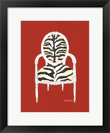 Framed Zebra Chair On Red Print