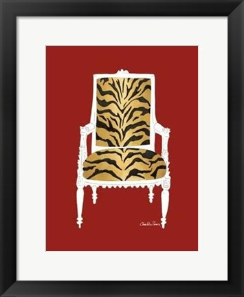 Framed Tiger Chair On Red Print
