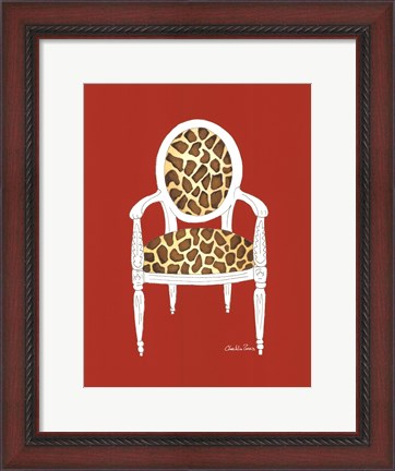 Framed Giraffe Chair On Red Print