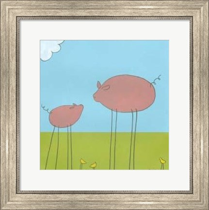 Framed Stick-Leg Pig II Print