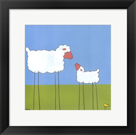 Framed Stick-Leg Sheep I Print