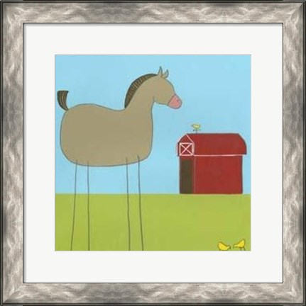 Framed Stick-Leg Horse I Print
