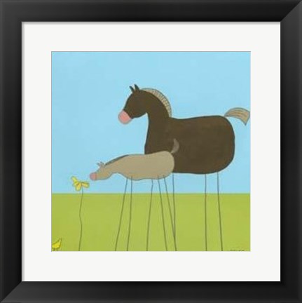 Framed Stick-Leg Horse II Print