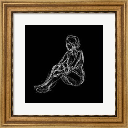 Framed Figure Study on Black I Print