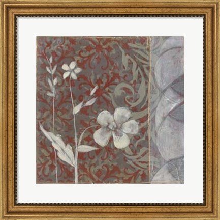 Framed Taupe and Cinnabar Tapestry I Print