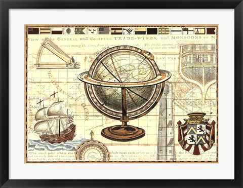 Framed Nautical Map II Print