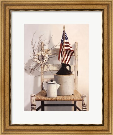 Framed Chair With Jug and Flag Print
