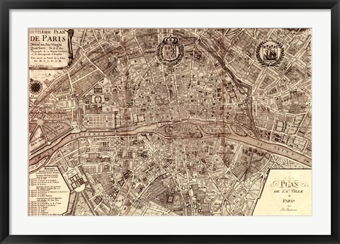 Framed Plan de la Ville de Paris, 1715 Print