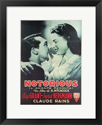 Framed Notorious Cary Grant Ingrid Bergmann Print