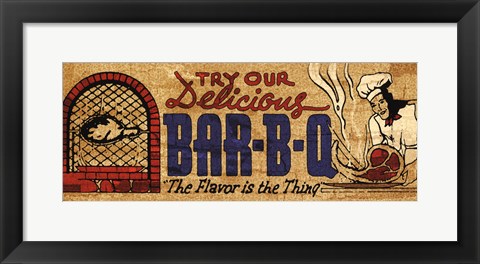 Framed Retro Diner BBQ Print