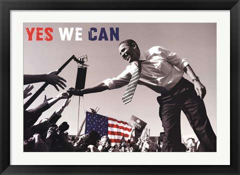 Framed Barack Obama:  Yes We Can (crowd) Print