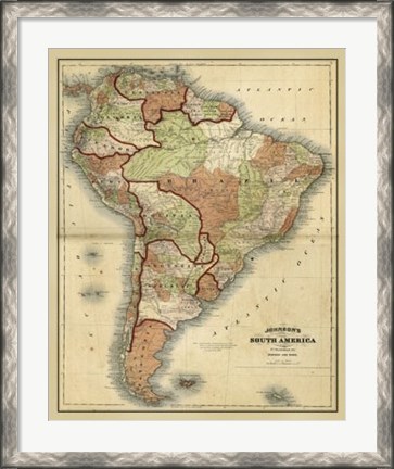 Framed Antique Map of South America Print