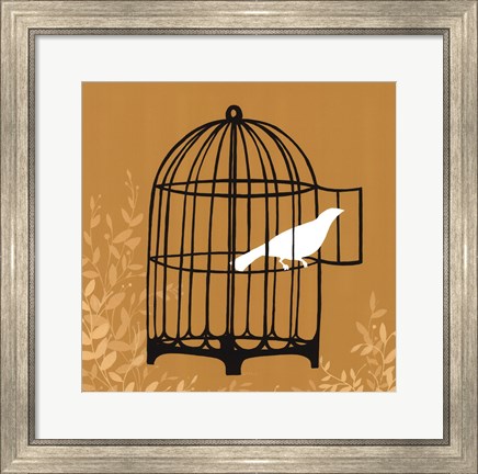 Framed Birdcage Silhouette II Print