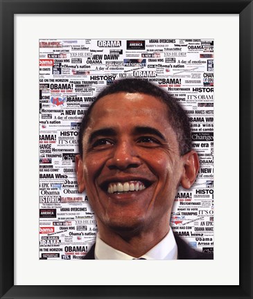 Framed Obama - Headlines Print