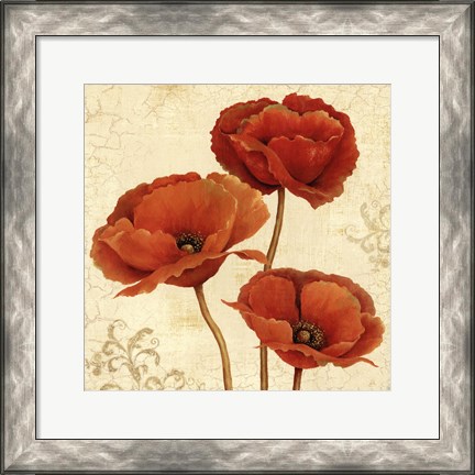 Framed Poppy Bouquet II Print