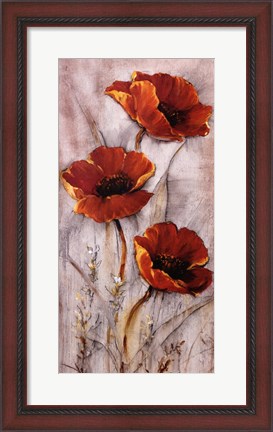 Framed Red Poppies on Taupe II Print