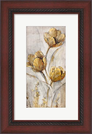 Framed Golden Poppies on Taupe I Print