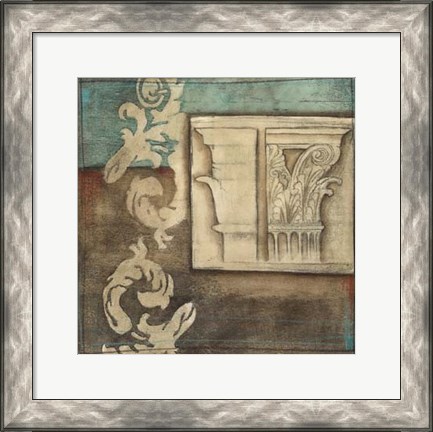 Framed Damask Tapestry with Capital II Print