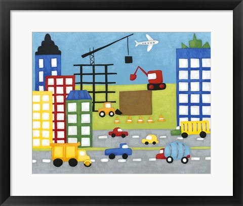 Framed Storybook Construction Site Print