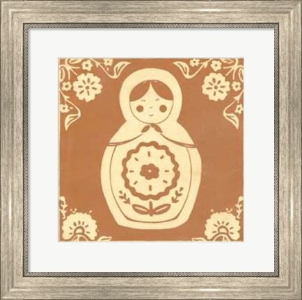 Framed Russian Doll in Orange Print