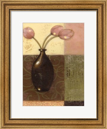 Framed Ebony Vase with Tulips II Print