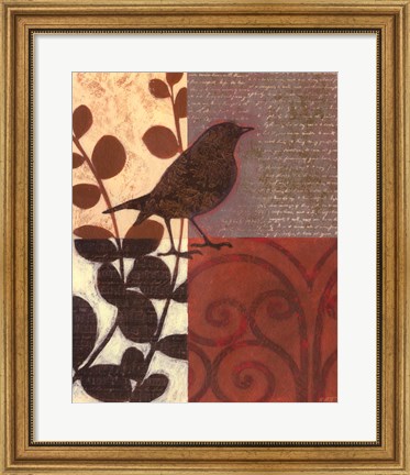 Framed Damask Sparrow Print