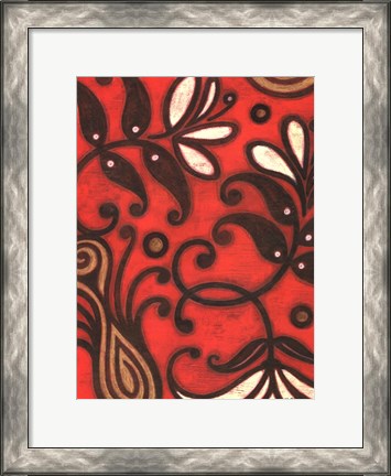 Framed Scarlet Textile II Print