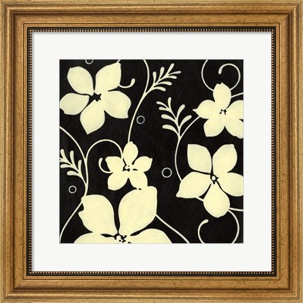 Framed Black with Cream Flowers Print