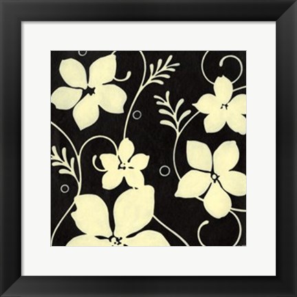 Framed Black with Cream Flowers Print