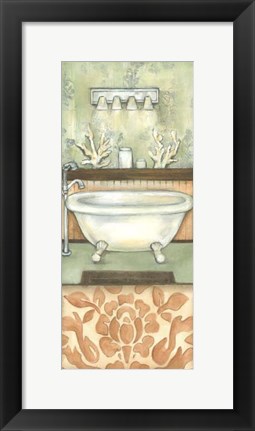 Framed Damask Bath I Print