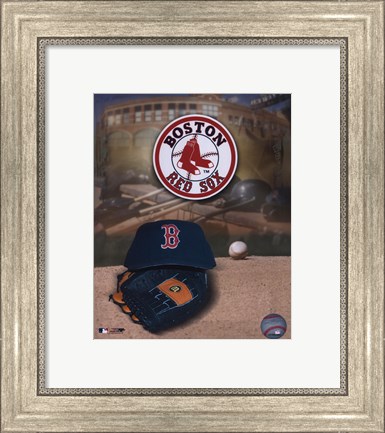 Framed Boston Red Sox Logo and Cap Print