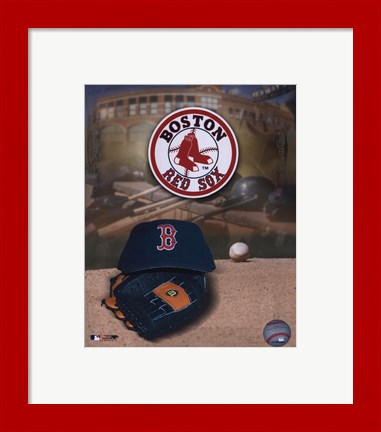 Framed Boston Red Sox Logo and Cap Print