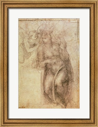 Framed Inv.1895-9-15-516.recto (w.72) Study for the Annunciation Print
