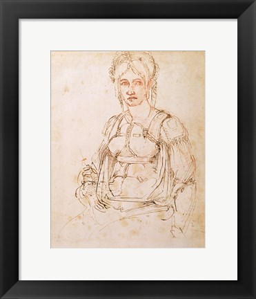 Framed W.41 Sketch of a seated woman Print
