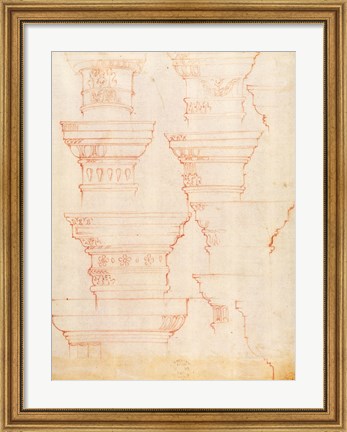 Framed W.18v Study of column capitals Print