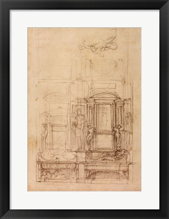 Framed W.26r Design for the Medici Chapel in the church of San Lorenzo, Florence Print