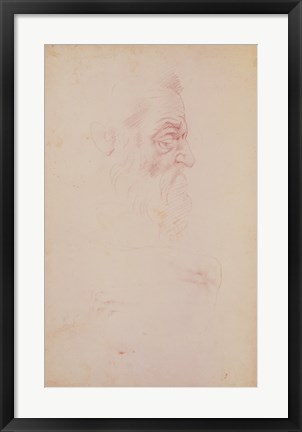 Framed Sketch of a male head and two legs Print