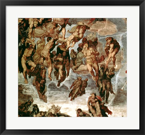 Framed Righteous Drawn up to Heaven, detail from &#39;The Last Judgement&#39;, in the Sistine Chapel, c.1508-12 Print