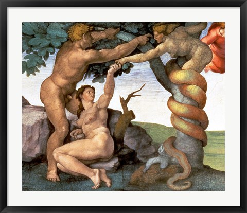 Framed Sistine Chapel Ceiling (1508-12): The Fall of Man, 1510 (detail) Print