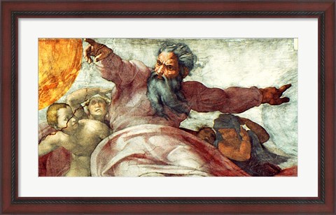 Framed Sistine Chapel Ceiling: Creation of the Sun and Moon, 1508-12 Print
