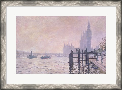 Framed Thames below Westminster, 1871 Print