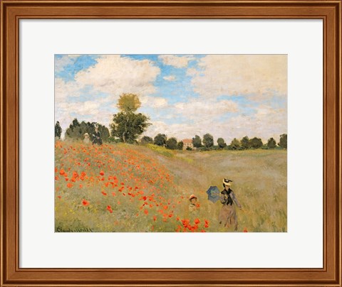 Framed Wild Poppies, near Argenteuil (Les Coquelicots: environs d&#39;Argenteuil), 1873 Print